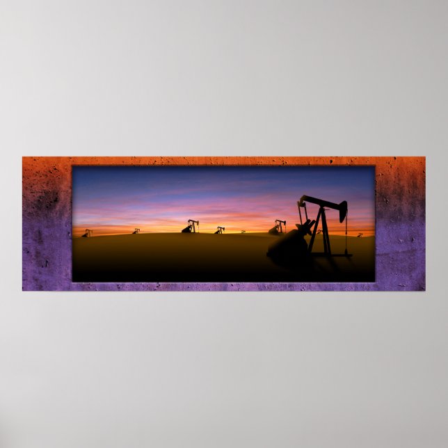 Texas Pump Jacks Sunset Poster (Framsidan)