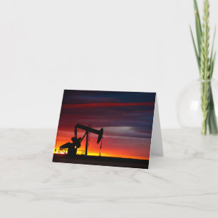 Texas Pumpjack på solnedgången - lilla notecards Kort