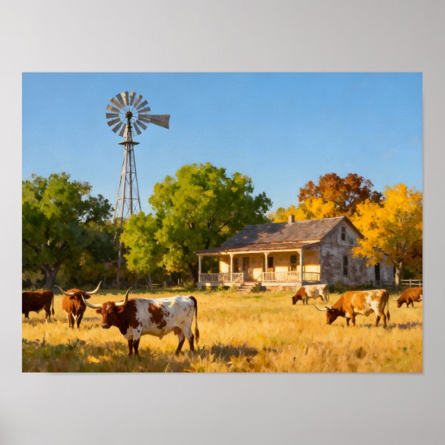 Texas Ranch House in Fall Poster (Framsidan)