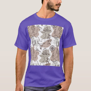 Texas Rancher Cowboy Boots Hat Cattle Western Patt T Shirt