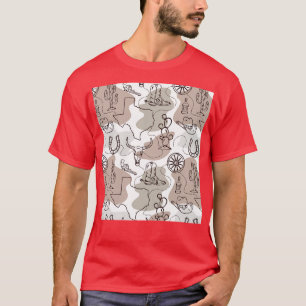 Texas Rancher Cowboy Boots Hat Cattle Western Patt T Shirt