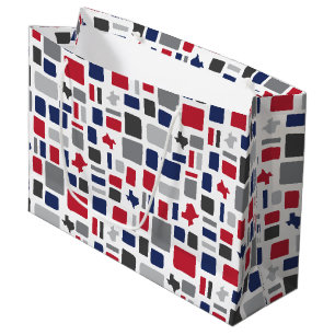 Texas Red & Blue Wonky Squares & Rectangles Large