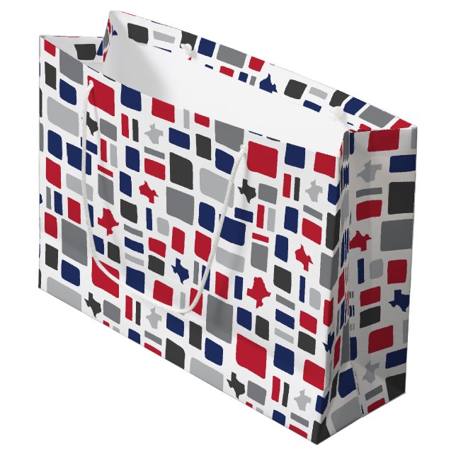 Texas Red & Blue Wonky Squares & Rectangles Large (Framsidan Vinklad)