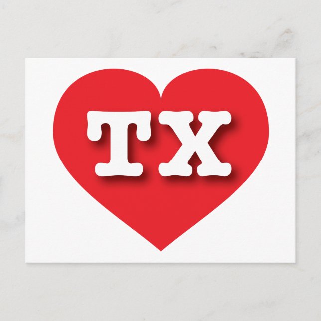 Texas Red Heart - I kärlek TX Vykort (Framsida)