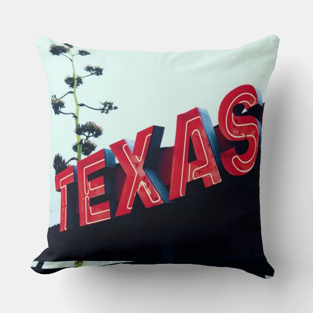Texas Red Neon Ljus USA Kudde (Framsida)