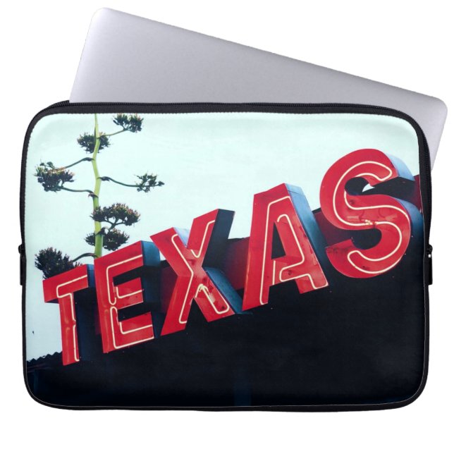 Texas Red Neon Ljus USA Laptop Fodral (Framsidan)