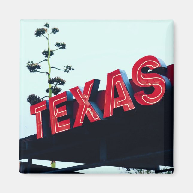 Texas Red Neon Ljus USA Magnet (Framsidan)