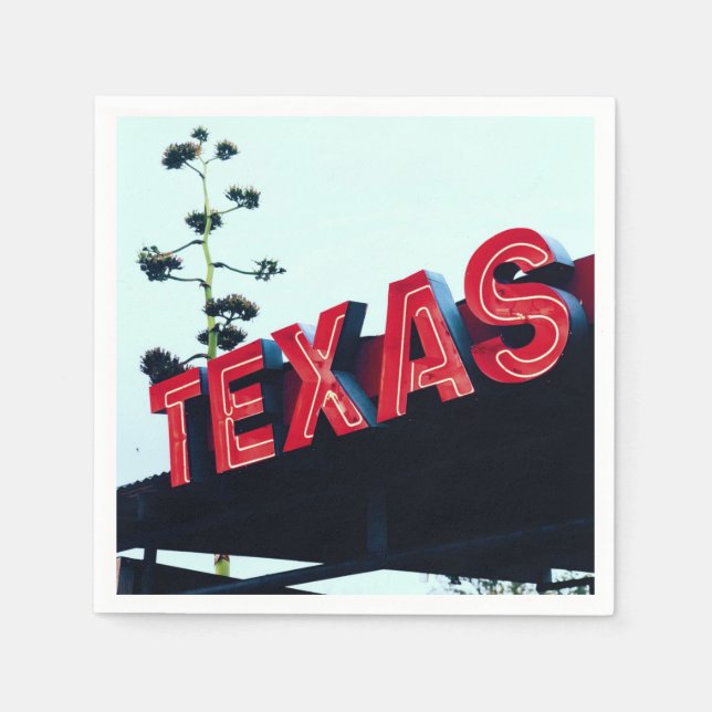Texas Red Neon Ljus USA Pappersservett (Framsidan)