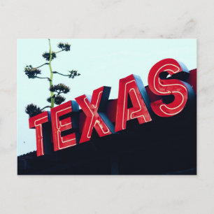 Texas Red Neon Ljus USA Vykort
