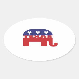 Texas republikanelefant ovalt klistermärke