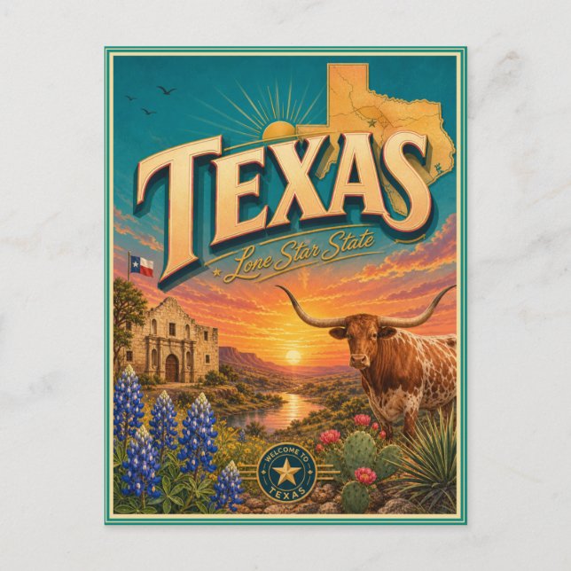 Texas Retro Resa Souvenir Postkort Vykort (Framsida)