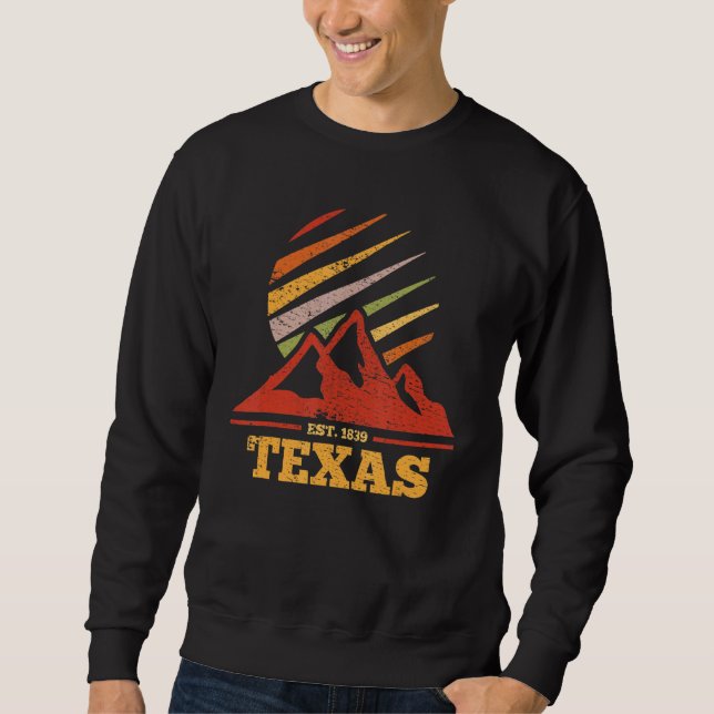 Texas Retro Vintage Lång Ärmad Tröja (Framsida)