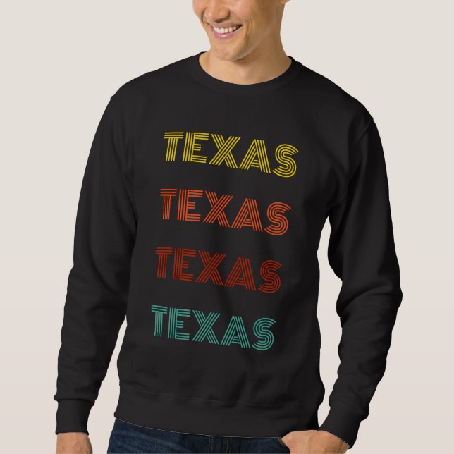 Texas Retrotypografi Amerikanskt Delstat Lång Ärmad Tröja (Framsida)