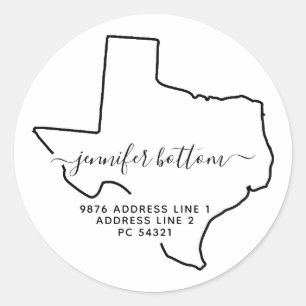 Texas Returadress Nytt Hem Runt Klistermärke