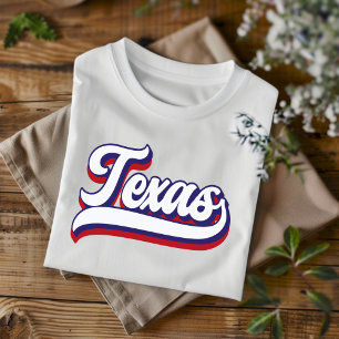 Texas Röd Vit Och Blå Vintage-Script T-Shirt