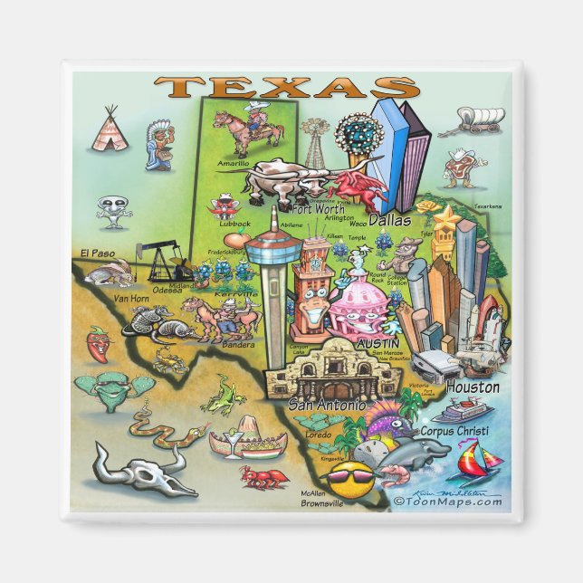 Texas Roligt Karta Magnet (Framsidan)