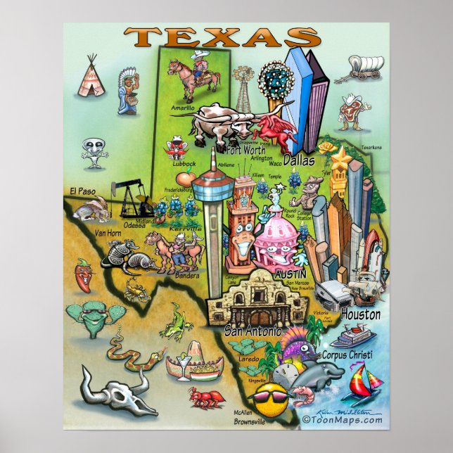 Texas Roligt Karta Poster (Framsidan)