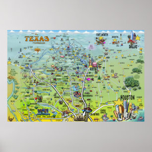 Texas Roligt Kartor XX Large Poster
