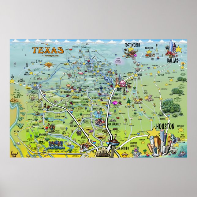 Texas Roligt Kartor XX Large Poster (Framsidan)