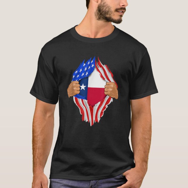 Texas Roots Inside Statlig flagga Shirt American P T (Framsida)