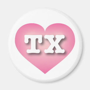 Texas Rosa Fade Heart - I kärlek TX Magnet