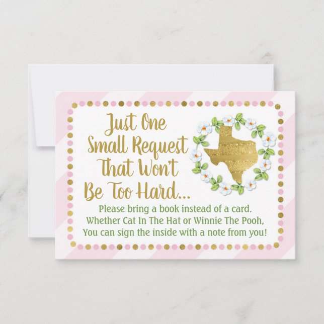 Texas Rosa Guld Baby Shower Hämta ett Bok-kort Inbjudningar (Framsida)