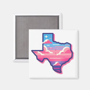 Texas Rosa och Blå Bomullscocktailshimmel Magnet