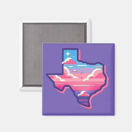 Texas Rosa och Blue Cotton Candy Himmel Magnet