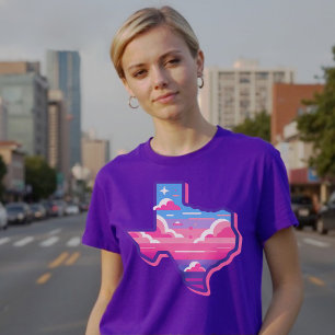 Texas Rosa och Blue Cotton Candy Himmel T Shirt