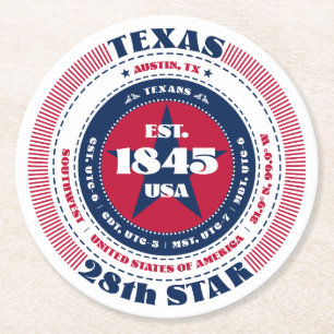 Texas Rött vitt blått Typografi Underlägg Papper Rund
