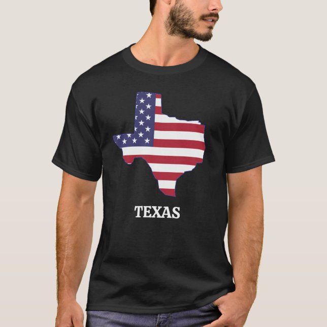 TEXAS Rött vitt blått USA flagga T Shirt (Framsida)