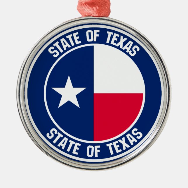 Texas Round Emblem Julgransprydnad Metall (Framsidan)