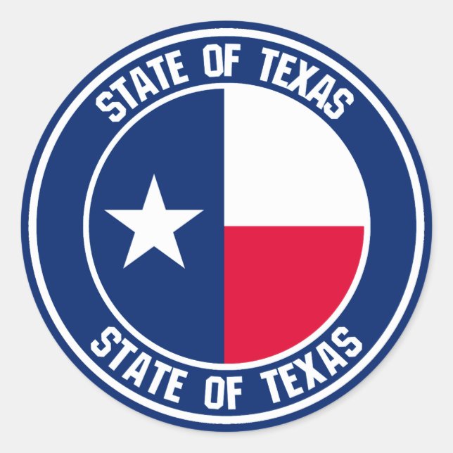 Texas Round Emblem Runt Klistermärke (Framsida)