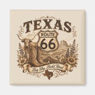 Texas Route 66 Big Sky Fridge Souvenir Magnet