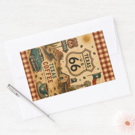 Texas Route 66 Coffee Ranch Morgon Vägside Stämnin Rektangulärt Klistermärke
