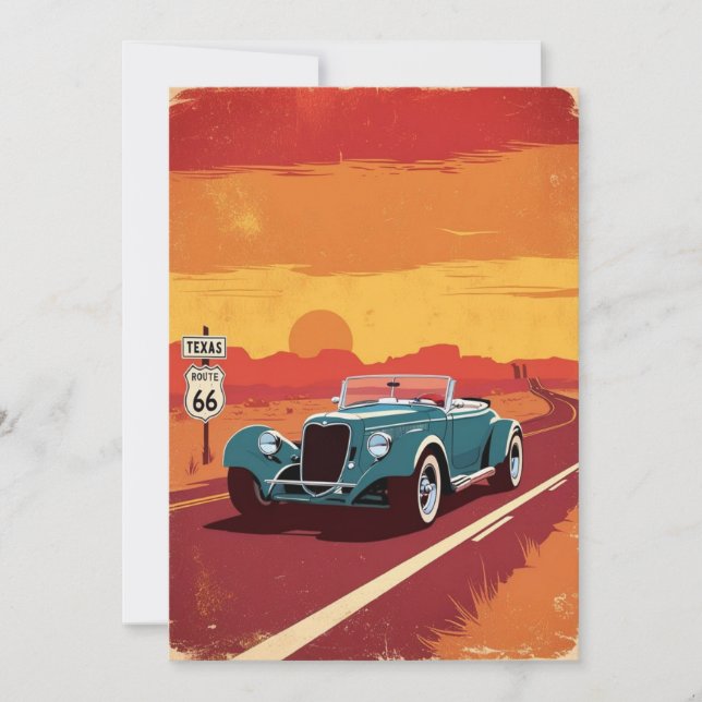 Texas Route 66 FESTIVAL POSRCARD Inbjudningar (Framsida)