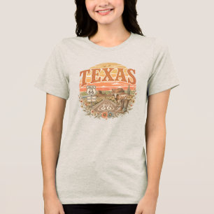 Texas Route 66 Lone Star Solnedgång Vintage T Shirt