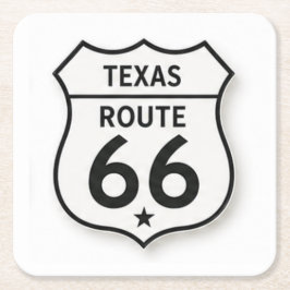 Texas Route 66 Retro Vit Sköld Coaster Underlägg Papper Kvadrat