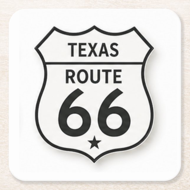 Texas Route 66 Retro Vit Sköld Coaster Underlägg Papper Kvadrat (Framsidan)