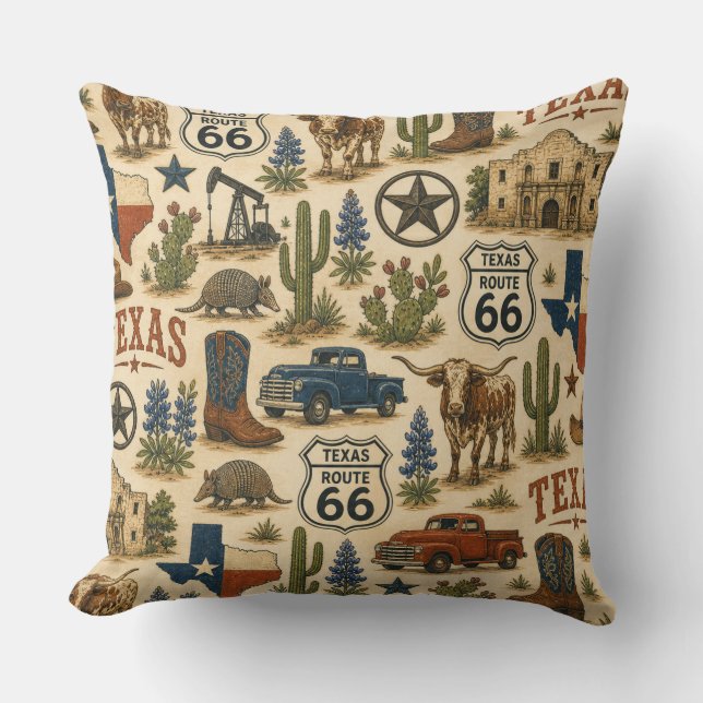 Texas Route 66 Soffa Ranch Kudde (Framsida)