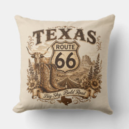 Texas Route 66 Västra Vägresan Arv Kudde