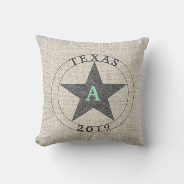 Texas Rustic Grått Benvit Burlap Personlig Kudde (Framsida)