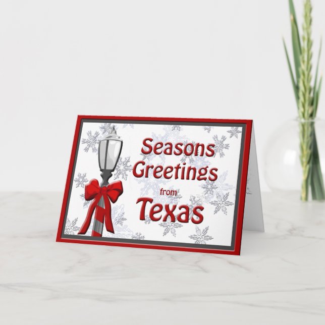 Texas Säsonhälsningars Lamp Snowflake Helgkort (Framsida)