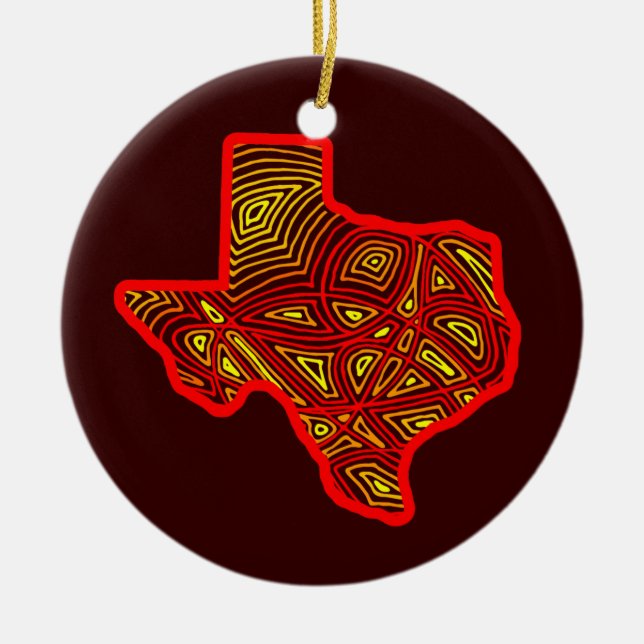 Texas Scribbleprint konst Julgransprydnad Keramik (Framsidan)