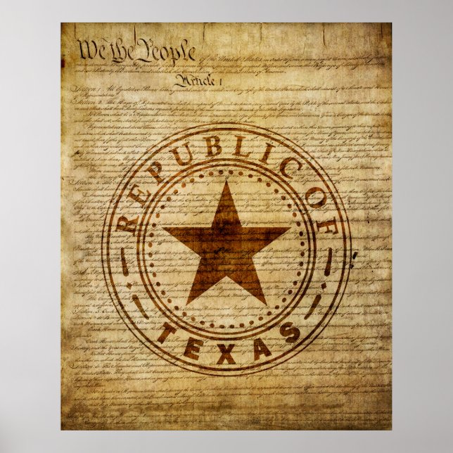 Texas Seal av 1836 Poster (Framsidan)