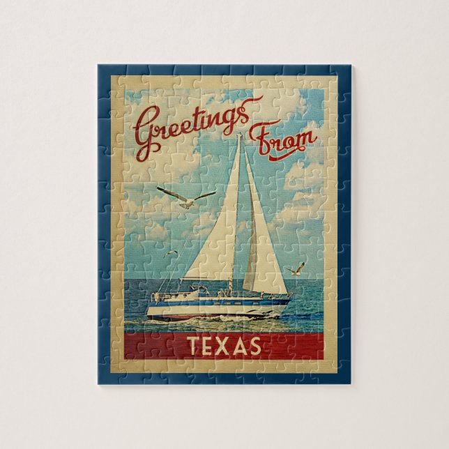 Texas segelbåtvintage resor pussel (Vertikal)