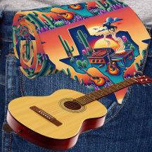 Texas Shape BBQ Pit Guitars and Sunset