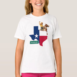 Texas Shape Flagga Cowgirl och Houston Road Sign Tee Shirt