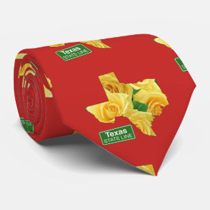Texas Shape Gul ros valfri Färg Necktie Slips