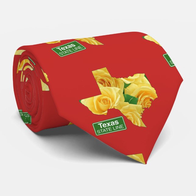 Texas Shape Gul ros valfri Färg Necktie Slips (Rullad)